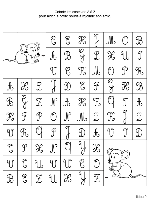 Ordre des lettres de l'alphabet, exercice pour GS maternelle