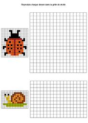 Pixel art facile à imprimer, exercice pour maternelle GS et CP 
