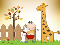 Puzzle en ligne ; la girafe et le chien