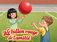 Histoire illustrée pour enfants de 3 et 4 ans, le ballon rouge de l'amitié