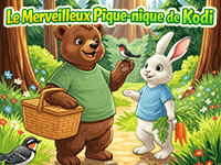 Le pique-nique de Kodi, histoire racontée en ligne aux enfants de 3 et 4 ans