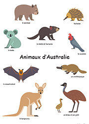 Planche animaux d'Australie à imprimer