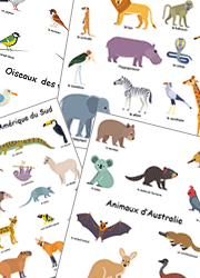 Planches d'animaux avec noms à imprimer gratuitement