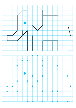 Dessins sur quadrillage, éléphant