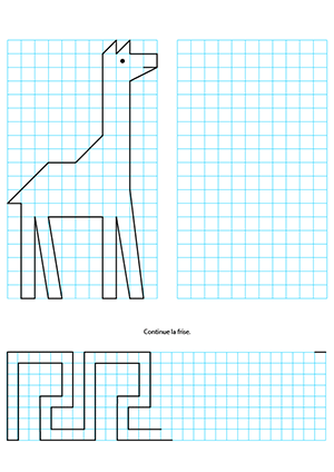 Dessins sur quadrillage, girafe