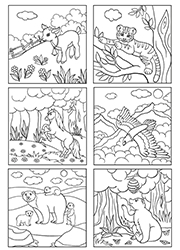 Page de dessins à colorier, les animaux