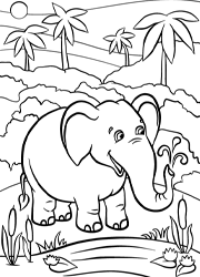 Dessin à colorier, un éléphant