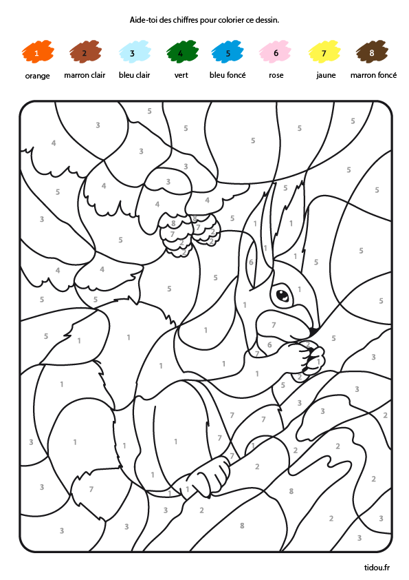 Coloriage magique à imprimer, un écureuil