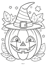 Coloriages à imprimer sur le thème d'Halloween, une citrouille