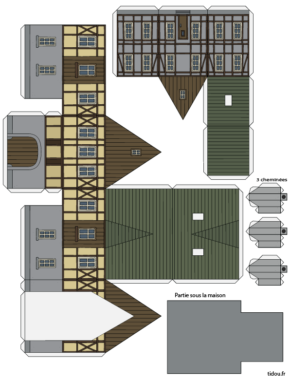 Travaux manuels enfants, maison à colombages à imprimer