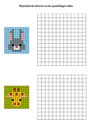 Pixel art à reproduire, exercice à imprimer pour maternelle GS 