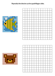Pixel art facile à imprimer, exercice pour maternelle GS et CP 