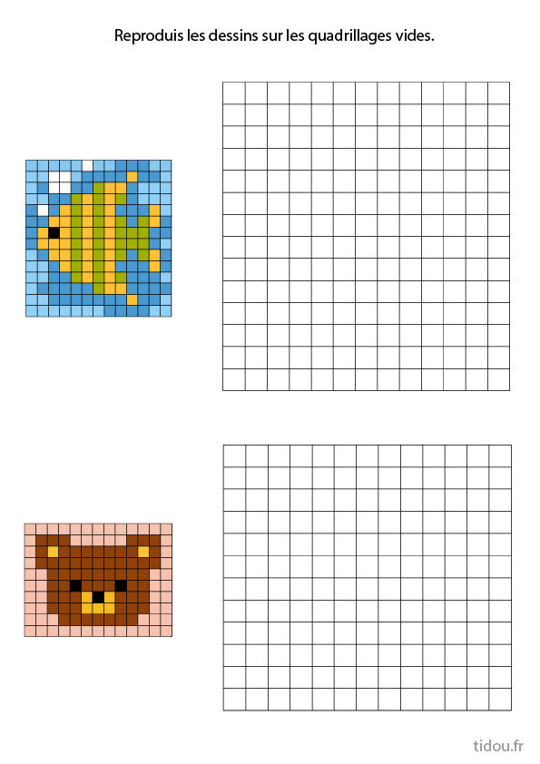 Modèle Pixel art à reproduire sur un quadrillage