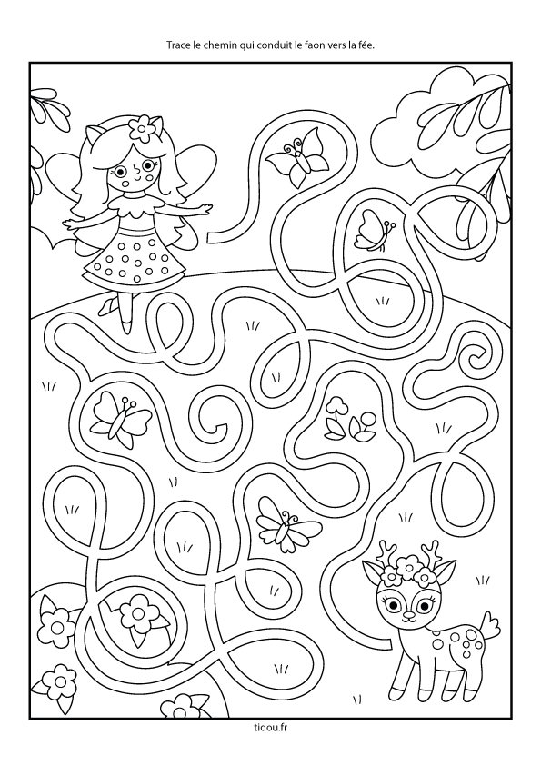 Labyrinthe gratuit à imprimer, niveau maternelle