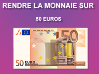 Exercices gratuit en ligne pour apprendre à rendre la monnaie sur 50 euros